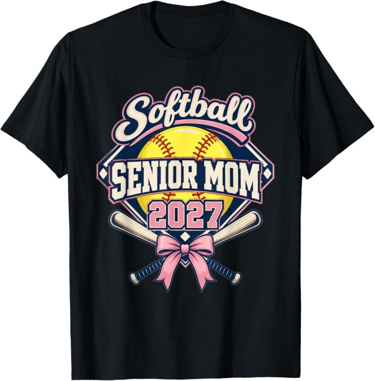 Softball Senior Mom 2027 Shirt, Bow Badge Tee, Softball Senior Night Gift design