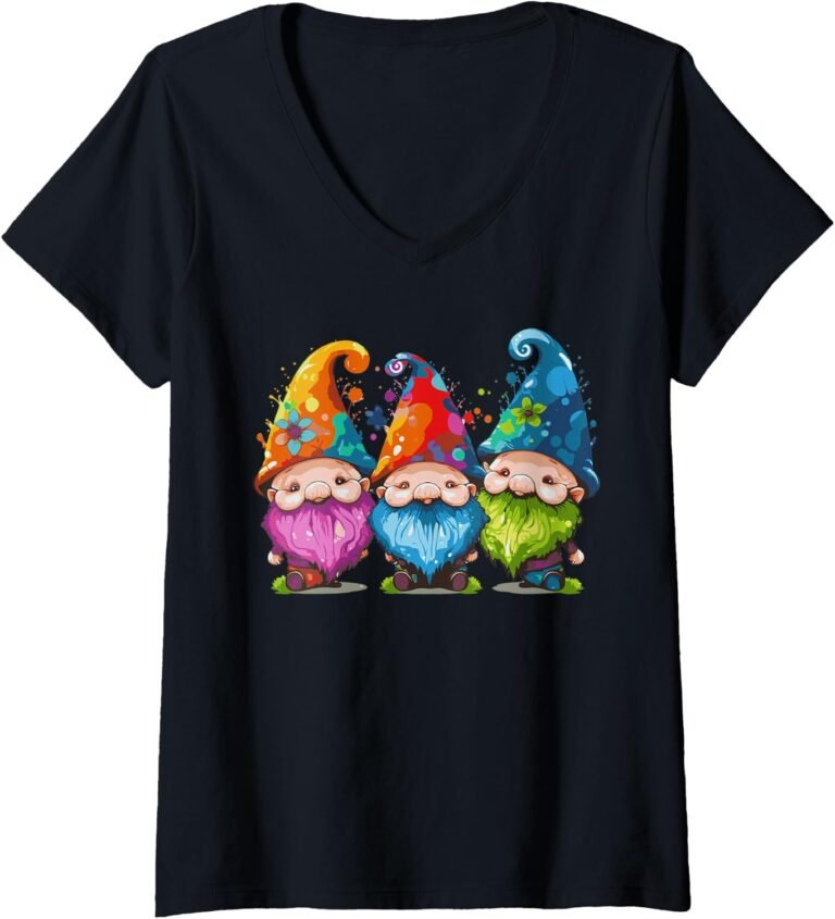 Colorful 3 Gnomes Shirt, Cute Hippie Groovy Tee, Whimsical Gift design