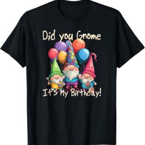 Did You Gnome It's My Birthday Shirt, 3 Gnomes Balloons Tee, Party Gift