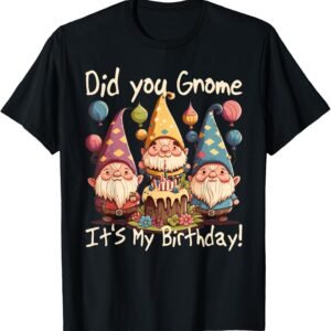 Did You Gnome It's My Birthday Text Shirt, 3 Gnomes Party Tee, Birthday Gift