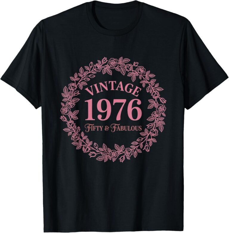Vintage 1976 Fifty And Fabulous Shirt, Rose Wreath Tee, 50th Birthday Gift design