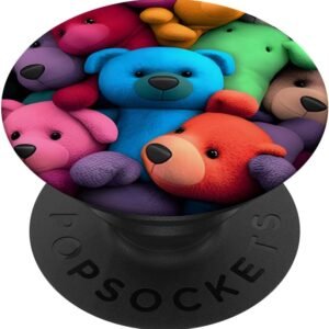 Colorful Teddy Bear Grip, Stuffed Animal Art Phone Grip, Teddy Bear Gift