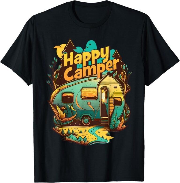 Happy Camper Shirt, Outdoors Trailer Tee, Camping Gift design