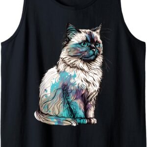 Birman Cat Tank Top, Colorful Cat Mom Tee, Cat Breed Gift