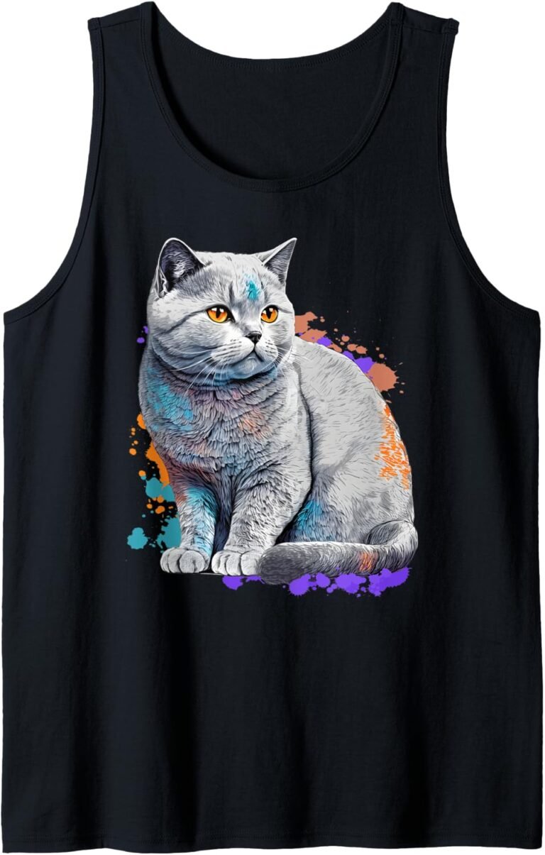 British Shorthair Cat Tank Top, Colorful Cat Mom Tee, Cat Breed Gift design