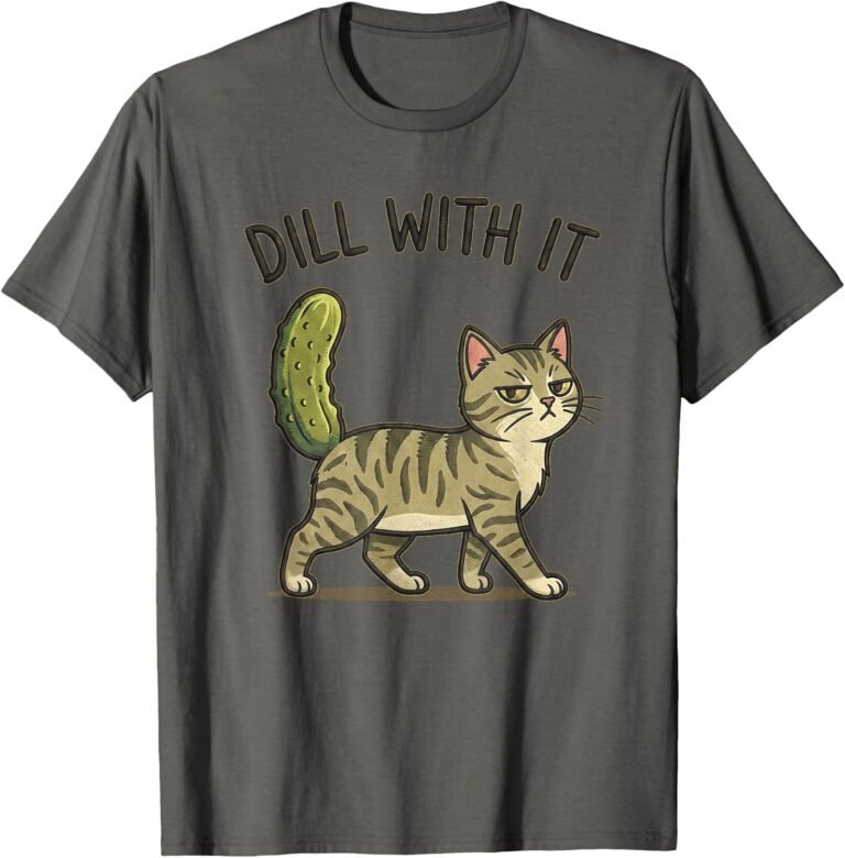 Dill With It Cat Shirt, Funny Pickle Tail Cat Tee, Cat Lover Gift design