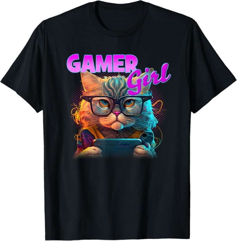 Gamer Girl Cats Shirt, Funny Gaming Cat Tee, Cat Lover Gift design