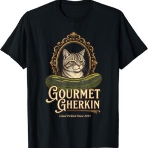 Gourmet Gherkin Cat Shirt, Vintage Pickle Jar Cat Tee, Cat Lover Gift