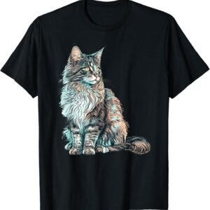 Maine Coon Cat Shirt, Colorful Cat Mom Tee, Cat Breed Gift