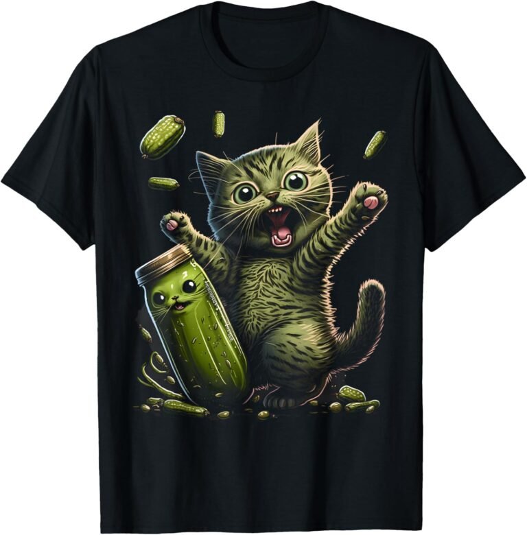 Pickle Cat Chaos Shirt, Kitten and Gherkin Jar Tee, Cat Lover Gift design
