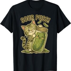 Sour Puss Retro Kitten Shirt, Pickle Jar Cat Tee, Cat Lover Gift
