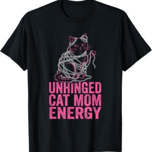 Unhinged Cat Mom Energy Shirt, Yarn Tangle Cat Tee, Funny Cat Gift