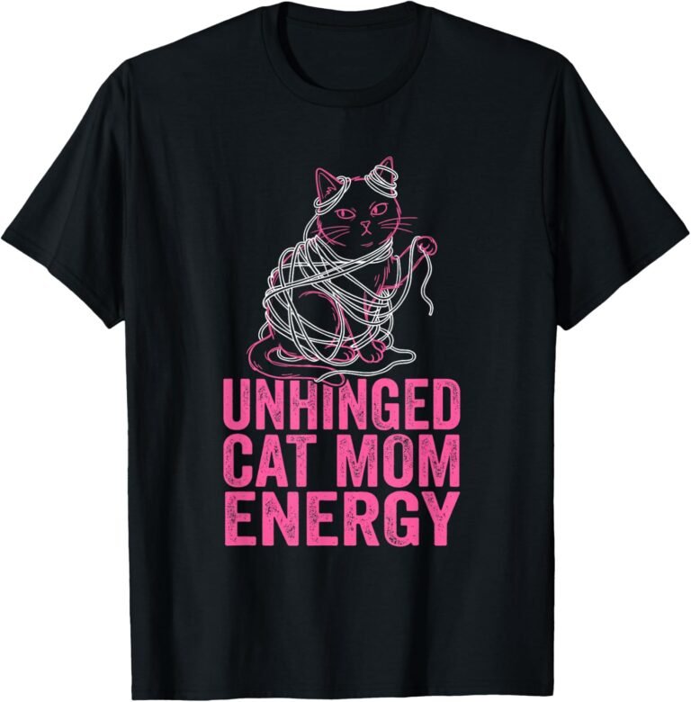 Unhinged Cat Mom Energy Shirt, Yarn Tangle Cat Tee, Funny Cat Gift design