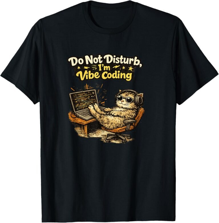 Vibe Coding Cat Shirt, Do Not Disturb Retro Cat Tee, Programmer Gift design