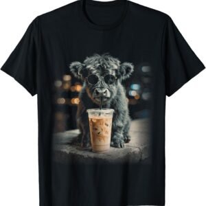 Cool Highland Cow Iced Coffee Shirt, Sunglasses Tee, Animal Lover Gift