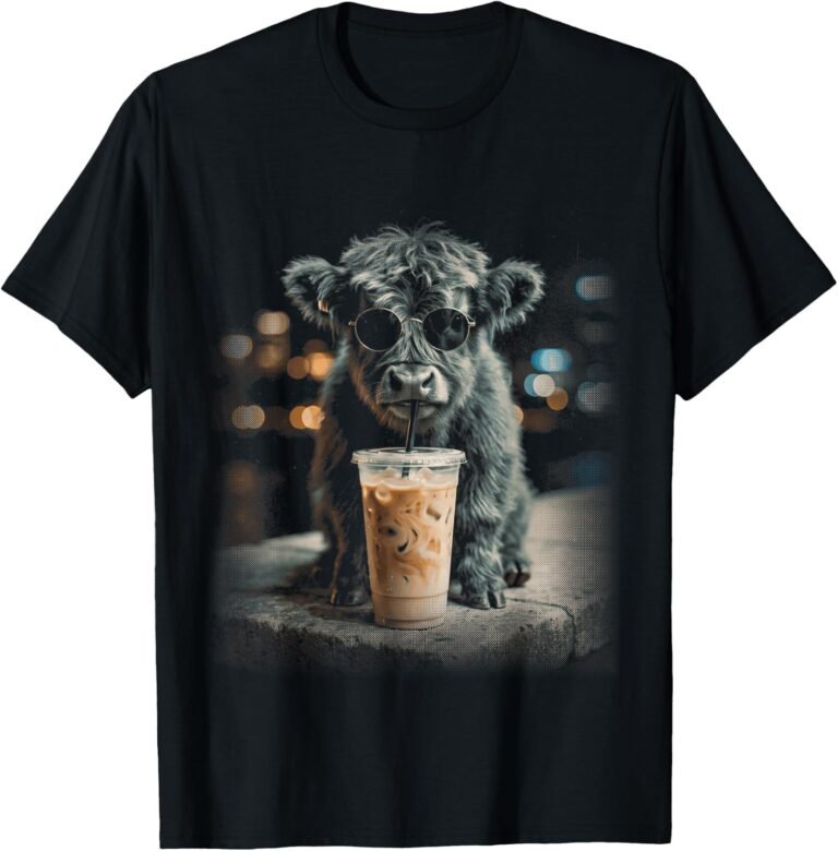Cool Highland Cow Iced Coffee Shirt, Sunglasses Tee, Animal Lover Gift design