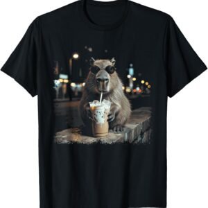 Funny Capybara Boba Shirt, Vintage Retro Tee, Animal Lover Gift