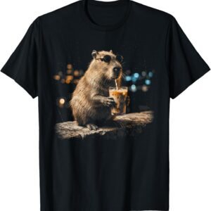 Funny Capybara Iced Coffee Shirt, Vintage Retro Tee, Animal Lover Gift