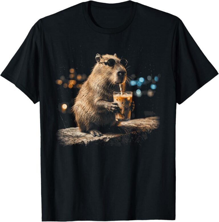 Funny Capybara Iced Coffee Shirt, Vintage Retro Tee, Animal Lover Gift design