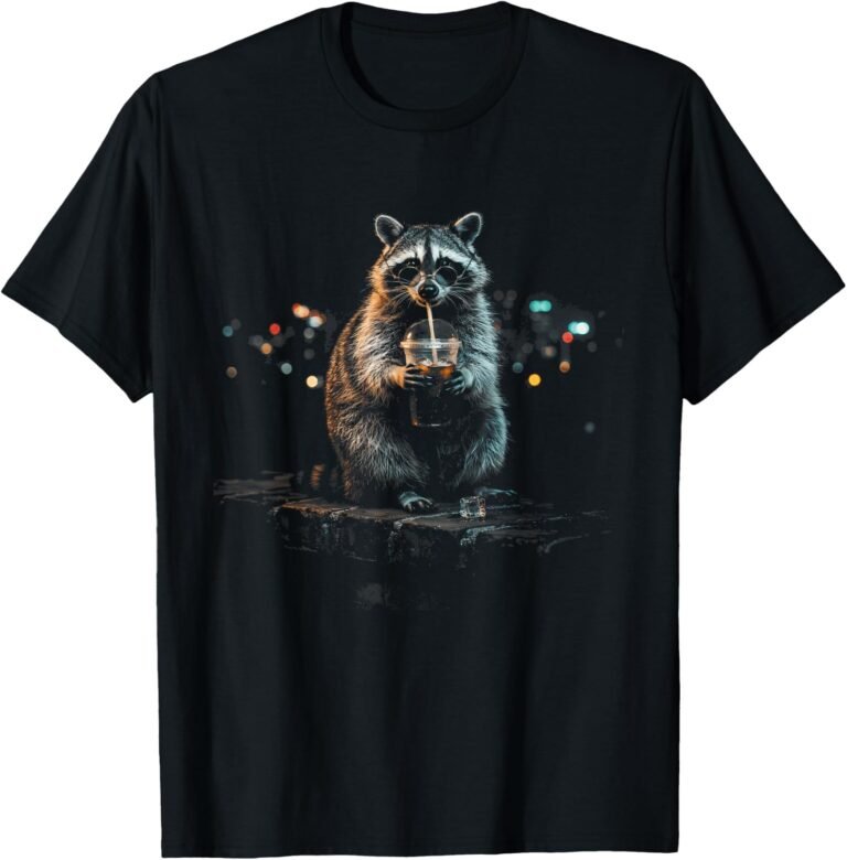 Funny Raccoon Iced Coffee Shirt, Vintage Retro Tee, Coffee Lover Gift design