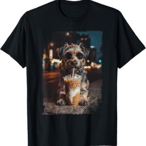 Funny Terrier Iced Coffee Shirt, Vintage Retro Streetwear Tee, Dog Lover Gift