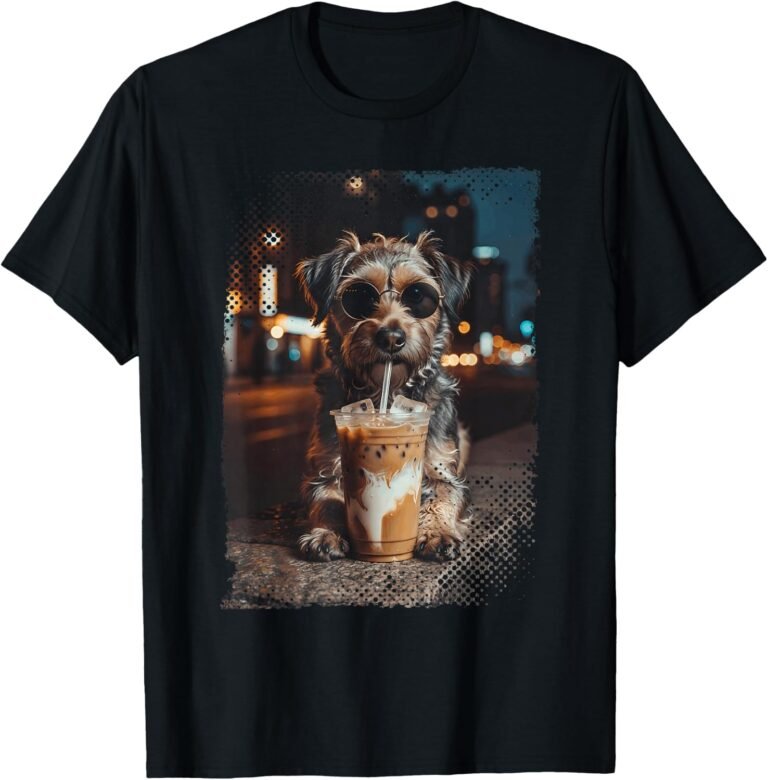 Funny Terrier Iced Coffee Shirt, Vintage Retro Streetwear Tee, Dog Lover Gift design