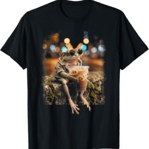 Funny Tree Frog Iced Coffee Shirt, Vintage Retro Tee, Animal Lover Gift