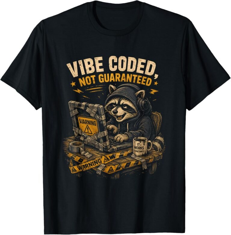 Vibe Coded Not Guaranteed Shirt, Funny Raccoon Programmer Tee, Coder Gift design