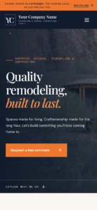 Mobile screenshot of the contractor website