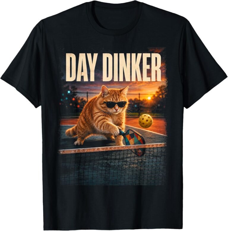 Day Dinker Cat Shirt, Pickleball Sunglasses Net Play Tee, Funny Pickleball Gift design