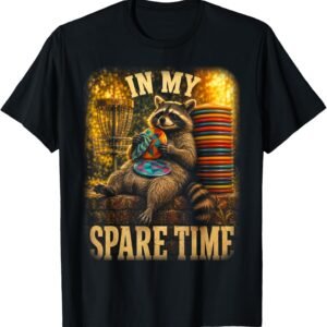In My Spare Time Disc Golf Shirt, Chill Raccoon Sunset Tee, Funny Disc Golfer Gift