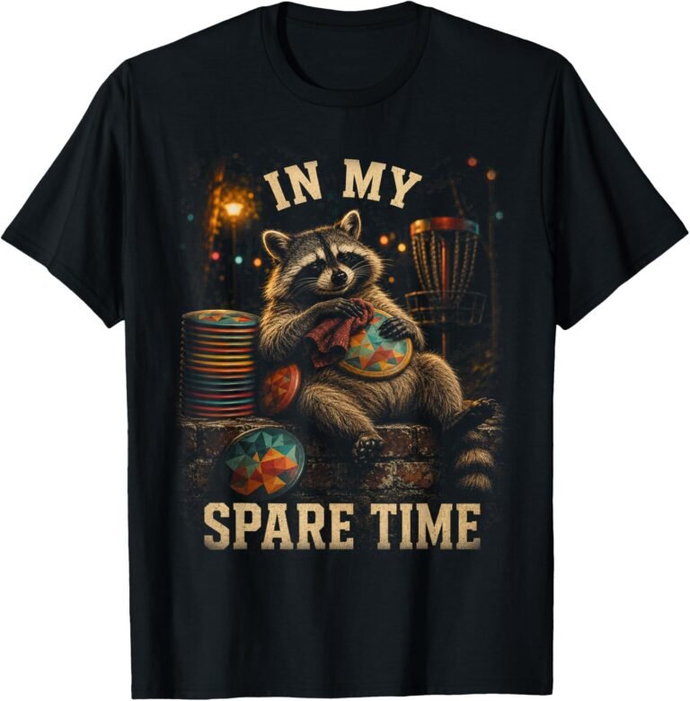In My Spare Time Disc Golf Shirt, Lazy Raccoon Humor Tee, Funny Disc Golfer Gift design