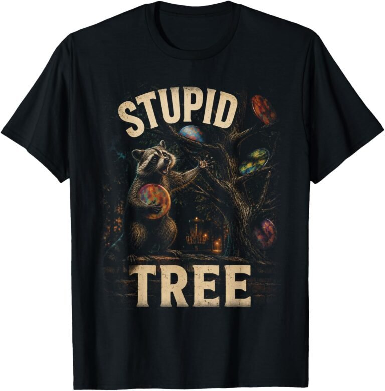 Stupid Tree Disc Golf Shirt, Angry Raccoon Night Round Tee, Funny Disc Golfer Gift design
