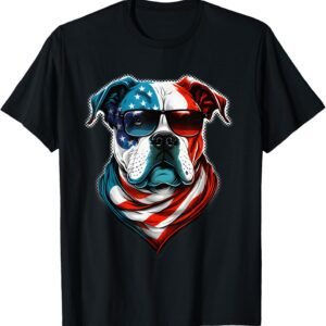 American Bulldog Flag Shirt, Patriotic Dog Tee, 4th of July Gift