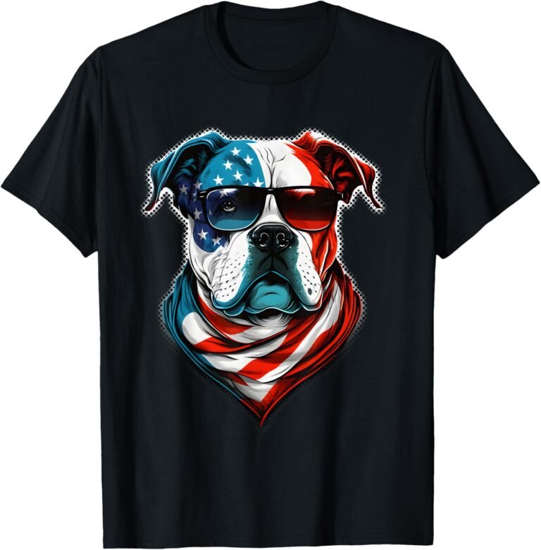 American Bulldog Flag Shirt, Patriotic Dog Tee, 4th of July Gift design