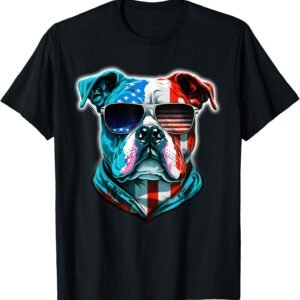 Bulldog American Flag Shirt, Patriotic Dog Tee, 4th of July Gift
