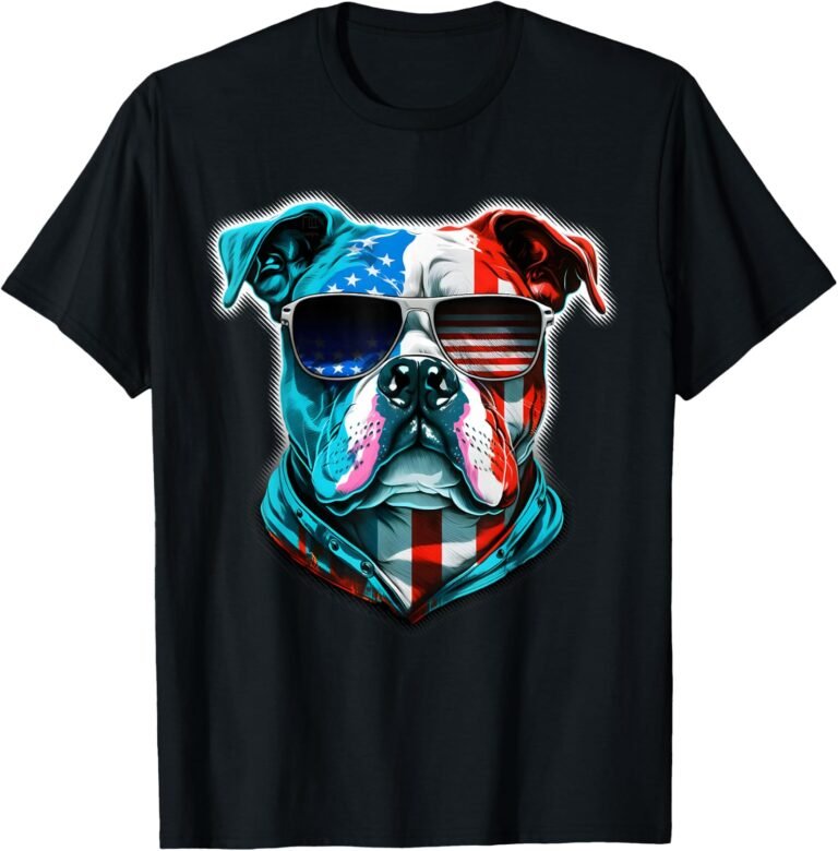 Bulldog American Flag Shirt, Patriotic Dog Tee, 4th of July Gift design