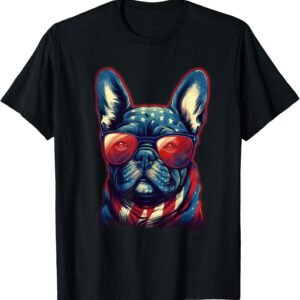 French Bulldog Flag Shirt, Patriotic Frenchie Tee, Dog Lover Gift