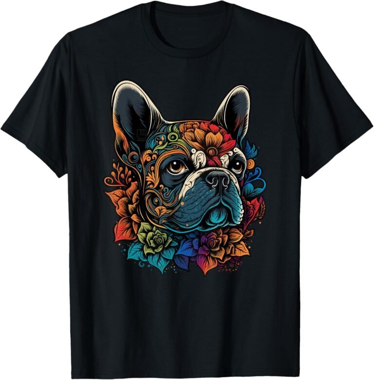 French Bulldog Sugar Skull Shirt, Floral Frenchie Tee, Dog Lover Gift design