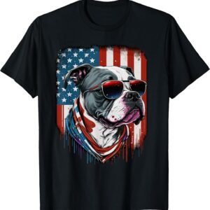 Pitbull American Flag Shirt, Patriotic Dog Tee, 4th of July Gift