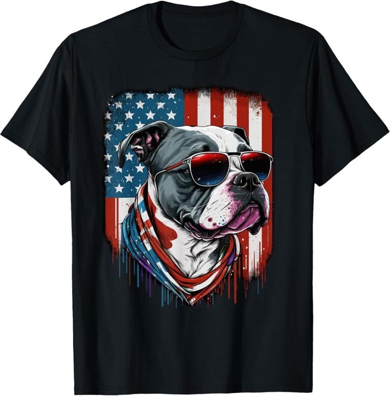 Pitbull American Flag Shirt, Patriotic Dog Tee, 4th of July Gift design