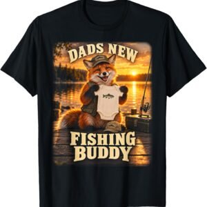 Dad's Fishing Buddy Shirt, Fox Fisherman Toddler Tee, Fishing Baby Gift