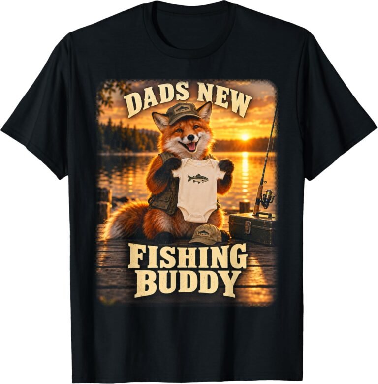 Dad's Fishing Buddy Shirt, Fox Fisherman Toddler Tee, Fishing Baby Gift design