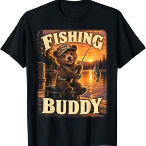 Fishing Buddy Shirt, Bear Cub Lake Sunset Toddler Tee, Fishing Kids Gift