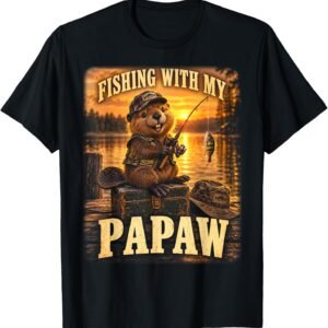 Fishing With My Papaw Shirt, Beaver Fisherman Toddler Tee, Fishing Kids Gift