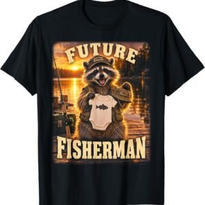 Future Fisherman Shirt, Raccoon Angler Toddler Tee, Fishing Kids Gift