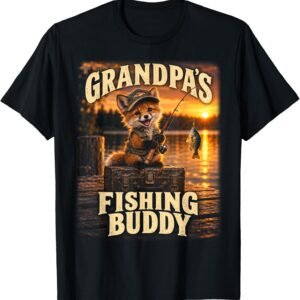 Grandpa's Fishing Buddy Shirt, Fox Fisherman Toddler Tee, Fishing Baby Gift
