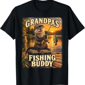 Grandpa's Fishing Buddy Shirt, Otter Angler Toddler Tee, Fishing Baby Gift