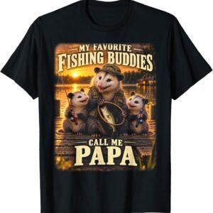 My Favorite Fishing Buddies Call Me Papa Shirt, Opossum Angler Lake Tee, Fishing Grandfather Gift