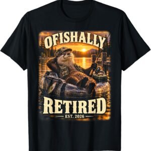 Ofishally Retired 2026 Shirt, Otter Sunset Angler Tee, Retirement Gift